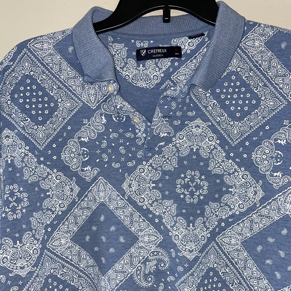 Men paisley light blue polo shirt - Picture 2 of 3